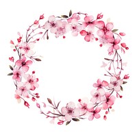 Cherry blossom wreath border flower plant white background.