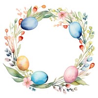 Easter eggs wreath border plant celebration decoration.