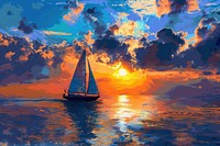 Sunset sailboat painting backgrounds.