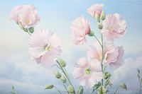 Painting of alcea outdoors blossom flower.