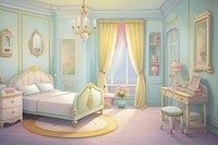 Painting of Bedroom bedroom furniture architecture.