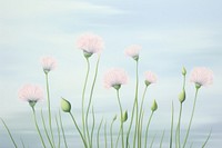 Painting of chives outdoors flower nature.