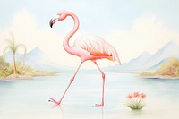 Painting of flamingo animal bird wildlife.