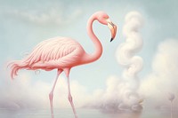 Painting of flamingo animal bird beak.