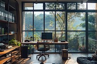 Modern office furniture window table.