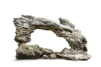 Natural arch rock white background architecture.