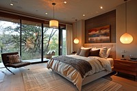 Bedroom in a contemporary interior design furniture architecture comfortable.