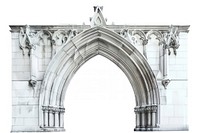 Tudor arch architecture white background spirituality.