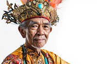 Indonesia man in a traditional costume adult tribe white background.