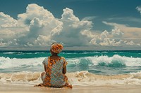 Indonesia woman at the beach outdoors vacation horizon.