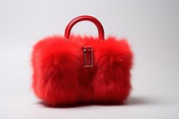 Red mini fluffy trunk bag handbag purse accessories.