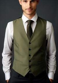 V-neck waistcoat top pocket shirt tie.