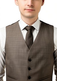 V-neck waistcoat top pocket shirt tie.