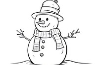 Snowman sketch drawing winter.