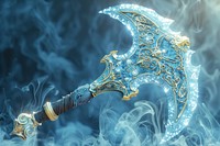 Super clear white axe golden Thai pattern blue outdoors weaponry.