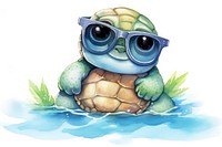 Baby sea turtle reptile glasses cartoon.