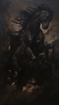 Horse on nice position art stallion painting.