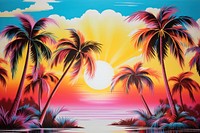 Coconut trees art outdoors painting.