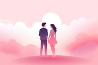 Cute flat icon of couple gradient background romantic kissing adult.