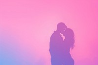 Kissing couple in gradient background romantic photo pink.