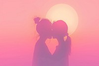 Minimal flat vector of a lesbian couple in gradient background adult pink togetherness.