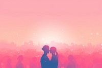 Minimal flat vector of LGBT people in gradient background outdoors romantic kissing.