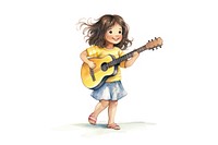 Girl musician cartoon guitar.