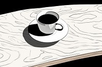 A cup of coffee on the table cartoon drawing drink.