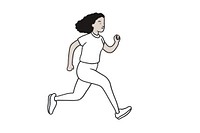 Black woman running drawing cartoon sketch.