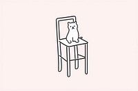 Cat sit on a chair drawing furniture cartoon.