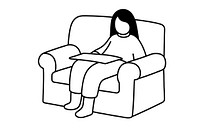 Girl read a book on an armchair furniture drawing cartoon.