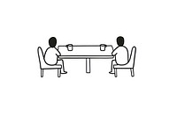 Two man drinking coffee furniture drawing cartoon.