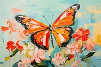 A Butterflys on flower butterfly painting animal.
