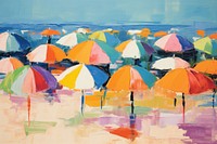 Umbrellas in beach painting architecture backgrounds.