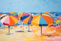 Umbrellas in beach painting backgrounds architecture.