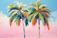 Palm trees painting outdoors nature.
