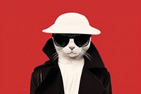 Litograph minimal fashion cat sunglasses portrait adult.