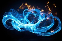 Photo blue fire in coil spring line burning pattern light.