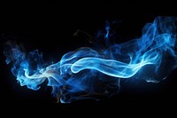 Photo blue fire in spiral twist line burning smoke flame.