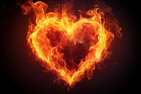 Fire heart burning flame illuminated.