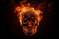 Photo fire in skull shape bonfire burning flame.