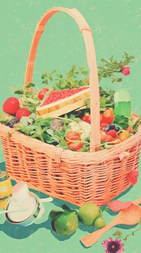 Picnic basket picnic fruit plant.