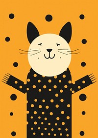 Simple abstract character in Risograph printing illustration minimal of a happy black cat enjoy shopping cartoon pattern mammal.
