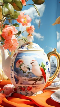 Teapot porcelain pottery flower.