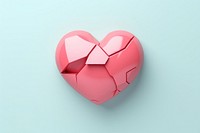 Broken red heart football cracked origami.