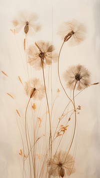 Real pressed dried field flower dandelion plant art.