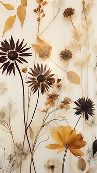 Real pressed dried flowers backgrounds wallpaper pattern.