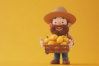Farmer holding a crate of tamatoes cartoon human cute.