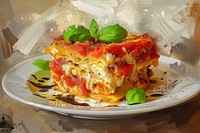 Lasagna plate food vegetable.