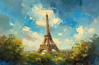 Eiffel tower painting architecture outdoors.